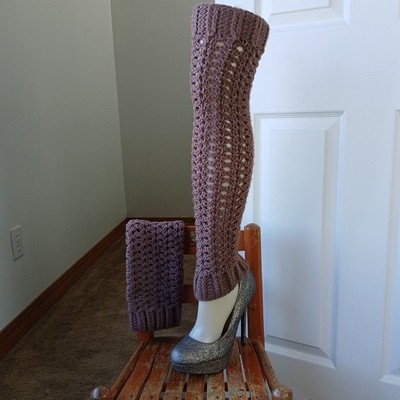 Mocha Leg Warmers OSFM crochet warm thick chunky over the knee dance premade