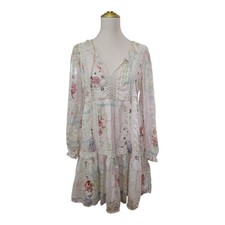 Penelope Rose Boho Sheer Sleeves Floral Fairycore Dress Womens Size M