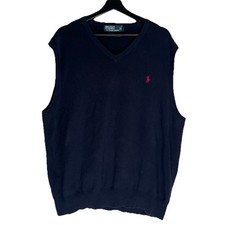Polo by Ralph Lauren Men's Pullover Vest XXL 100 Pima Cotton Navy Blue READ