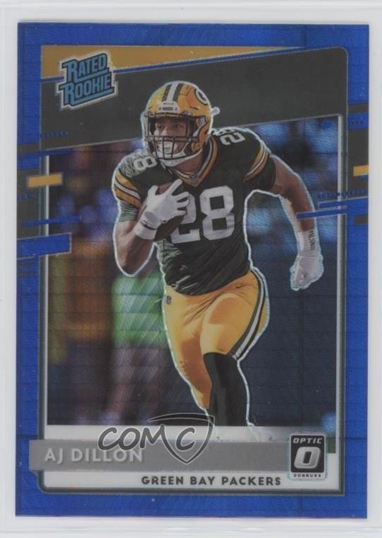 2020 Panini Donruss Optic Rated Rookies Blue Hyper Prizm AJ Dillon #174 8p7