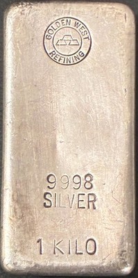 GOLDEN WEST REFINING Vintage Australian 1 Kilo 9998 Silver 1980's
