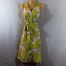 Ann Taylor Womens 0 Dress Tropical Green Leaf Flare Skirt Floral Feminine