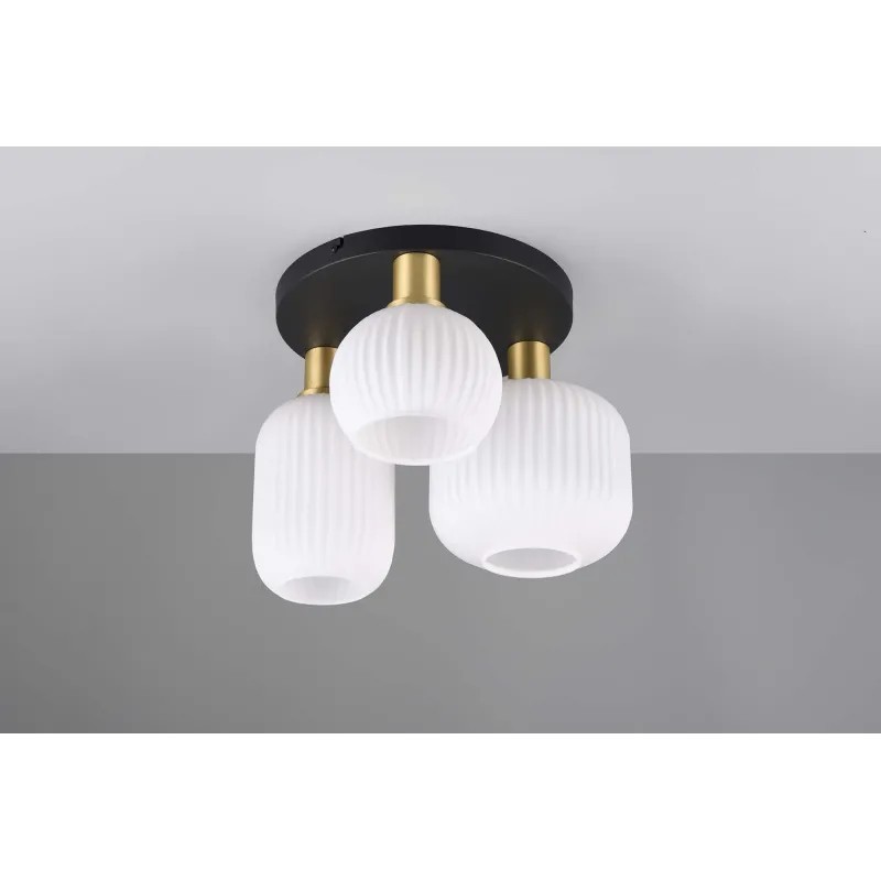 Plafoniera Design Moderno Nero 3 Luci TR576 | Vetri Forme Varie