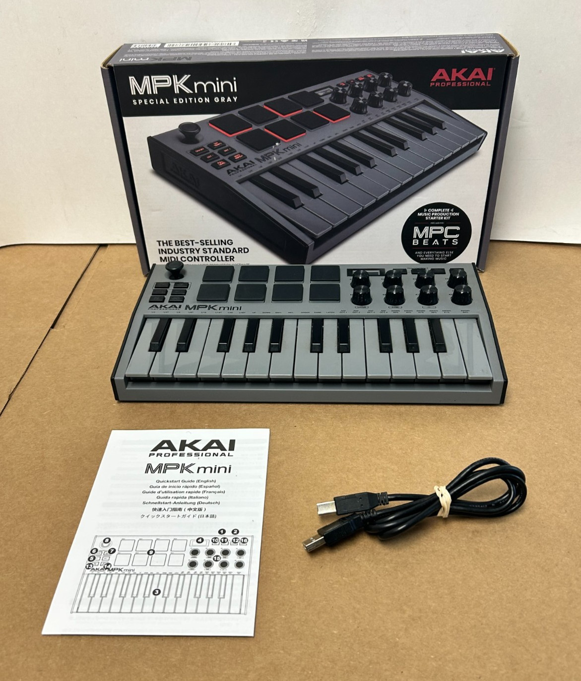 Akai Professional MPK Mini Special Edition Gray Midi Keyboard W/ Original Box!