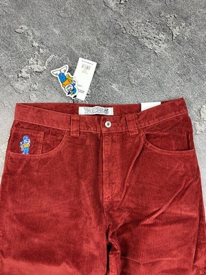 POLAR SKATE CO 赤 ワイドレッグ デニム M Polar Skate Co. 93 Big Boy Men's Jeans Cord Pants Red Color Size M