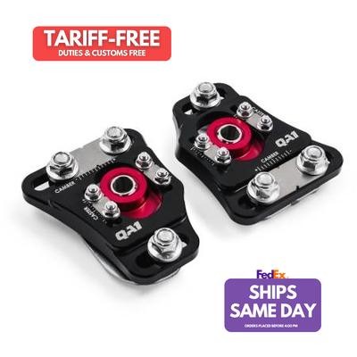 QA1 CC112, Kit Black Aluminum Caster/Camber Plates - Fits 90-93 Mustang Performa