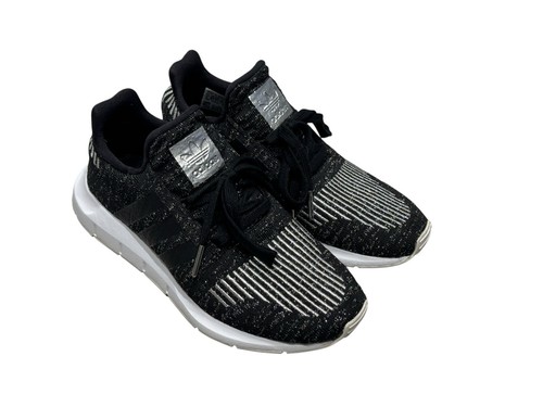 Women’s Adidas Swift Run Core Black/ White/ Silver Knit Running Sneakers: 6 - Picture 6 of 10