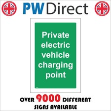 SIGN Private Electric Vehicle Charging Point Green White Notice Car Park TQ022A