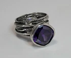 Silpada Ring purple cz sterling Gladiator Glam size 7.5