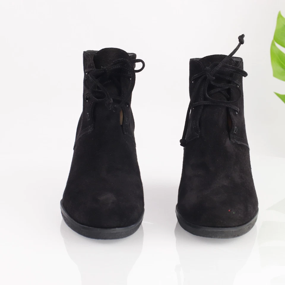 Via Spiga Womens Mirren Boot Size 11 Black Suede Lace Up Wedge Heel Bootie - Image 2 of 4