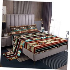 Western Bed Sheet Set Boho Aztec Bed Sheets Cowboy Cowgirl Queen Multi 23