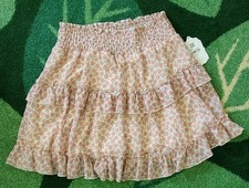 New Altar'd State Floral Tiered Mini Skirt Medium M 10 NWT Stretchy Smocked Boho