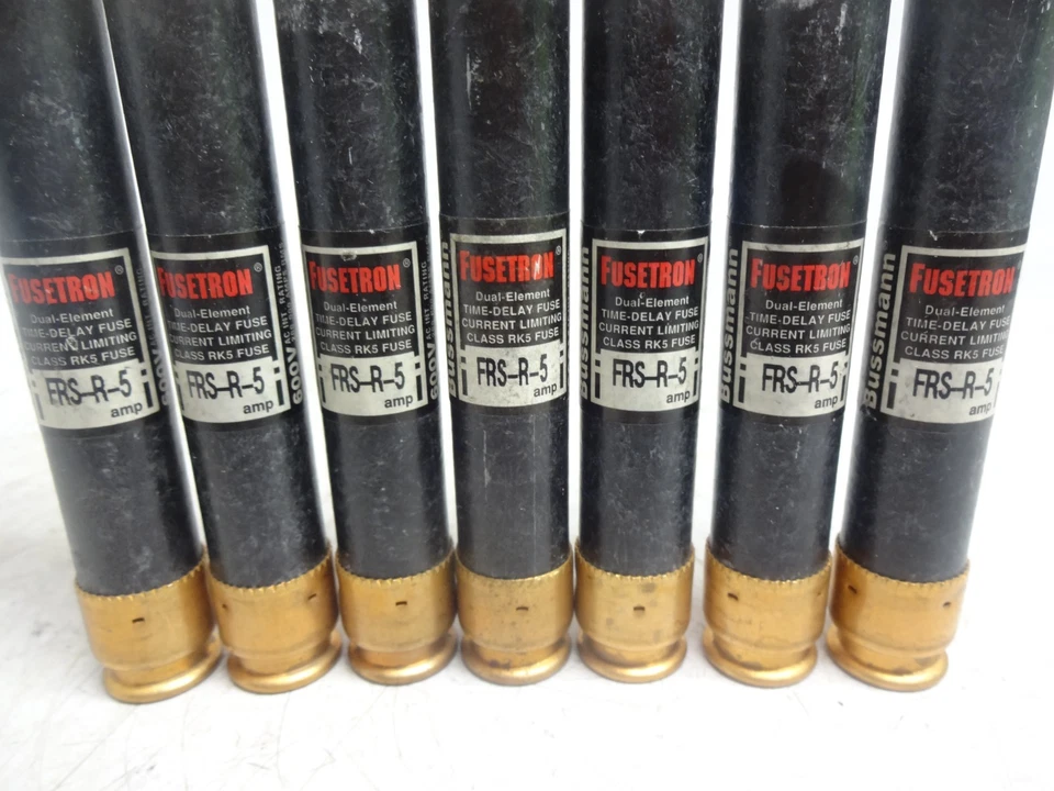 Lote de 7 fusibles Bussmann Fusetron FRS-R-5 5A 600V RK5 elemento doble retardo de tiempo Foto 2 de 4