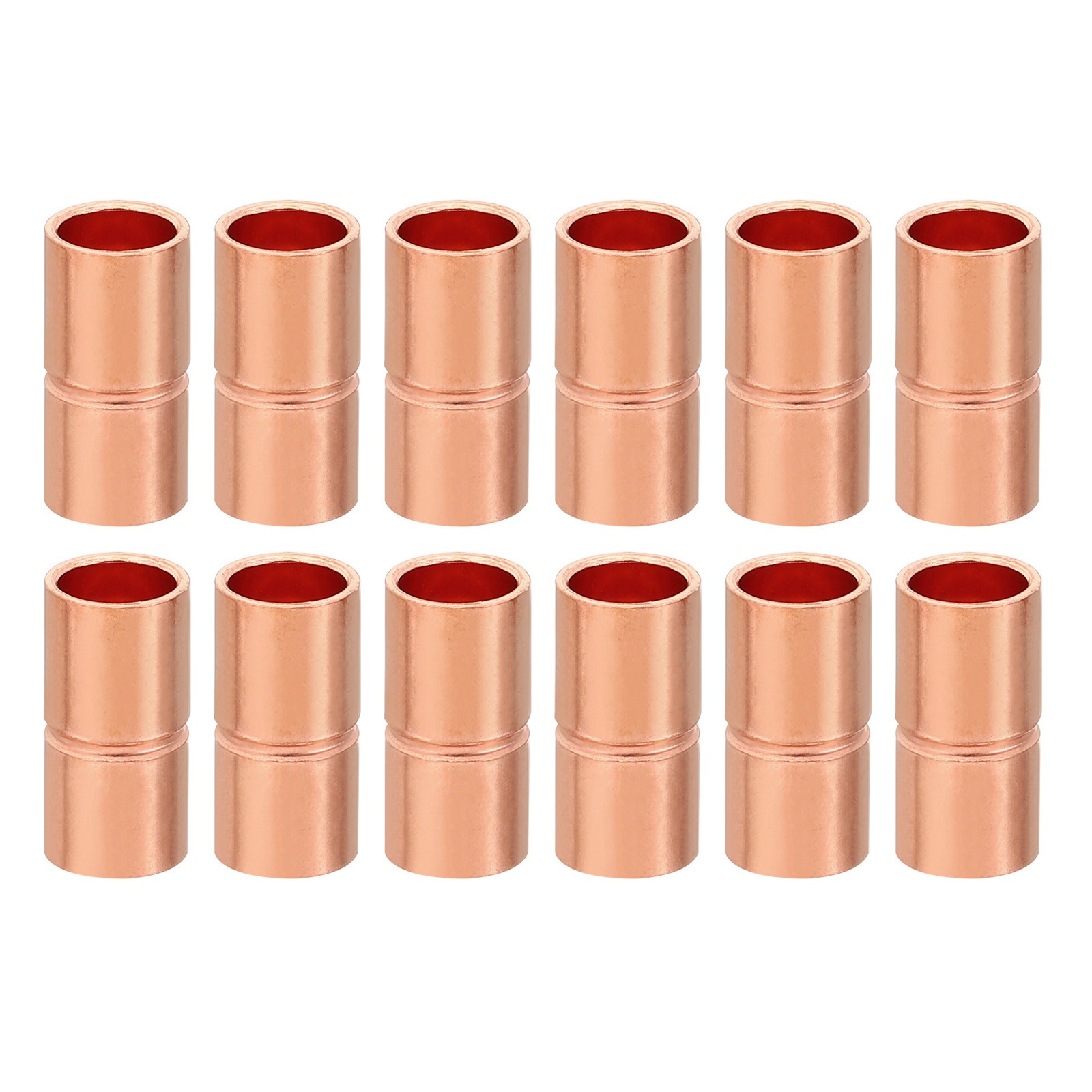 12 x 1/4" ID Copper Coupling Fittings Rolled Stop Straight Pipe Welding Joint