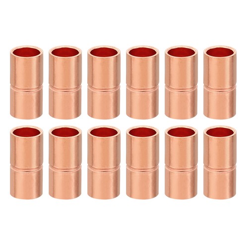 12 x 1/4" ID Copper Coupling Fittings Rolled Stop Straight Pipe Welding Joint