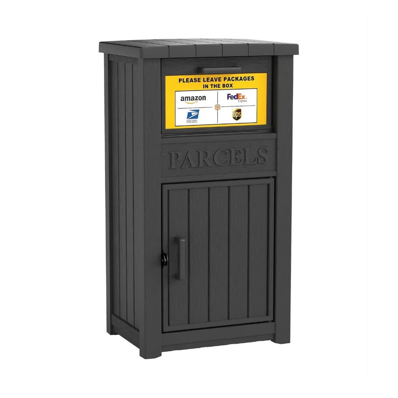 Locking Weather Resistant Black Resin Large Parcel Drop Box 24.37x17.8x43.7