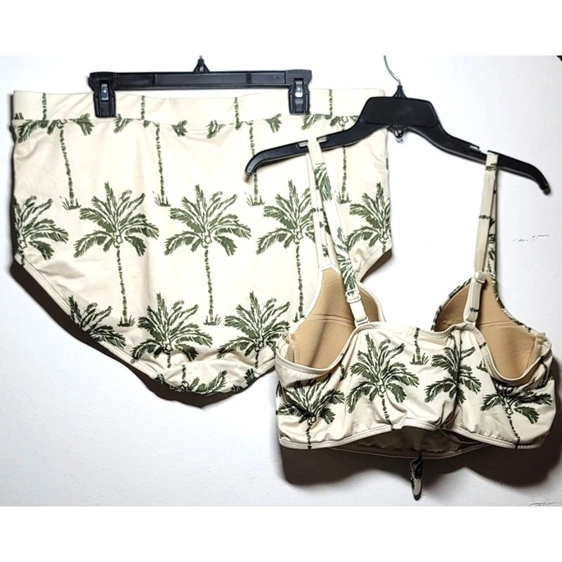 Top de bikini Lane Bryant Cacique Swim Balconette + calzoncillo de natación Sugar Palms 44DD 26 Foto 3 de 4