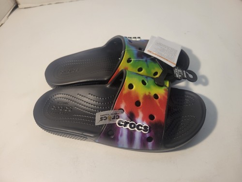 Tie Dye Graphic Slide Sandal CROCS. Mens Size 6 Womens Size 8. Roomy Fit. NEW