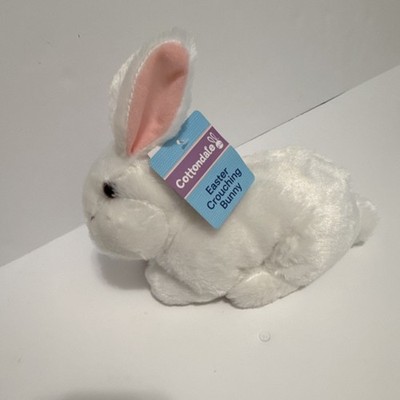 Cottondale Easter Crouching Bunny Plush Stuffed Animal Small White Pink Washable