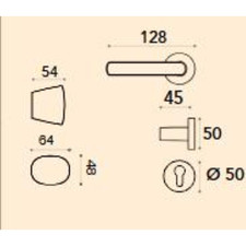 KIT HOTEL PER PORTE BATTENTI POMELLO FISSO FLUÒ + MANIGLIA INTERNA LUCE  IN CROM