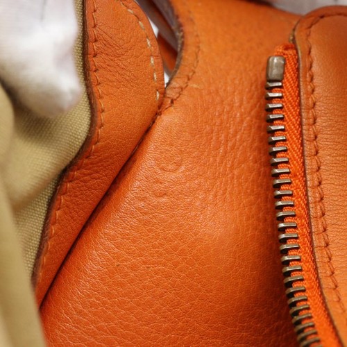 HERMES Doremi Shoulder Bag Leather Orange Gold Auth bs30512 - Picture 12 of 20