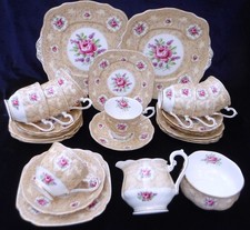 Royal Albert Scarce ~Devonshire Lace ~ Gilded Tea set