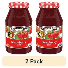 Strawberry Jam Fruit Spread 32 oz Glass Jar 2 Pack Homemade Style Preserves