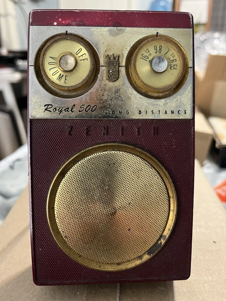 Zenith Royal 500 транзистор радио винтажный бордовый - Изображение 3 из 4