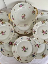 Haviland Limoges service de table porcelaine floral bordure or assiettes plats