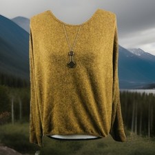 BCX Junior's Marbled Sweater with Necklace Honey Size X-Large NWT Free Ship