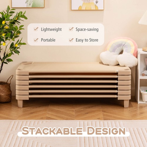 Babyjoy Pack of 6 Kids Stackable Naptime Cot 52" L x 23" W Daycare Rest Mat - Picture 8 of 10