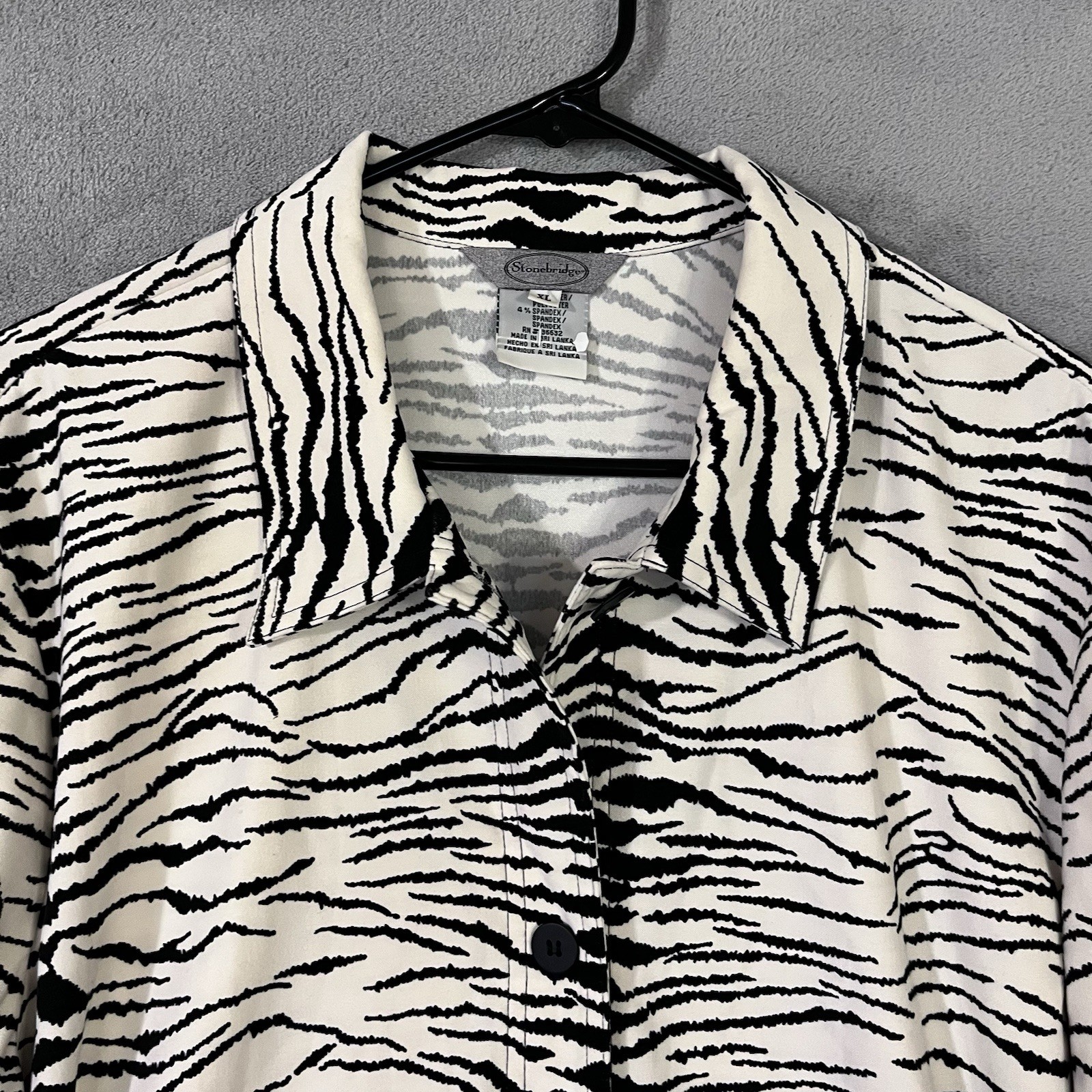 Stonebridge Zebra Print Jacket Shacket Black Ivor… - image 1