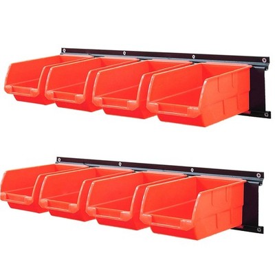8-Bin Storage Bins Garage Rack System 2-Tier Orange Tool Organizers Cube Bask...