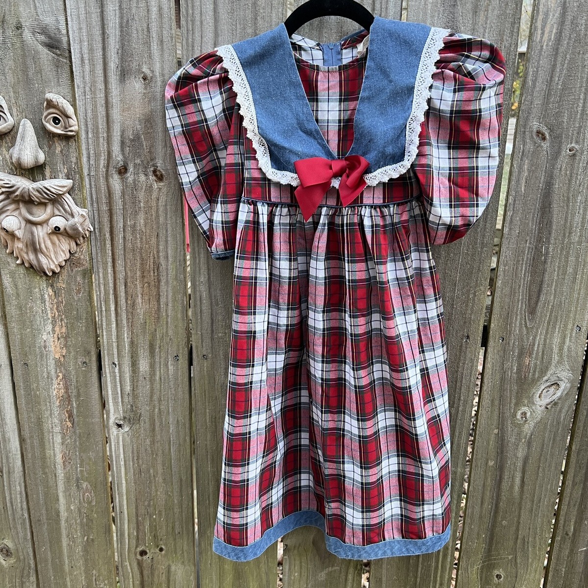 Vintage Ruth of Carolina Tartan Plaid Christmas Party Dress 6 Peter Pan Collar