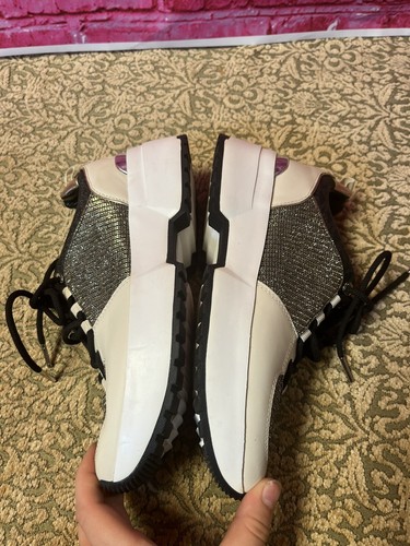 New No Box Michael Kors Women White Leather Gold Glitter Sneakers,Sz.7.5 - Picture 5 of 11