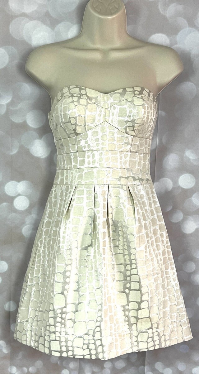 American Eagle Size 00 Cream+Metallic Jacquard STRAPLESS MINI DRESS $59- | eBay American Eagle Size 00 Cream+Metallic Jacquard STRAPLESS MINI DRESS $59- | eBay