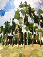 Original Painting Impressionism Trees Landscape Ukrainian Expressionist signed 