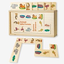 Dida Domino Animali della Foresta 28 Tessere - Gioco Educativo in Legno per Bamb