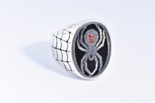Vintage Silver Bronze 7.75 Men's Southwestern Inlay Black Widow Spider Ring