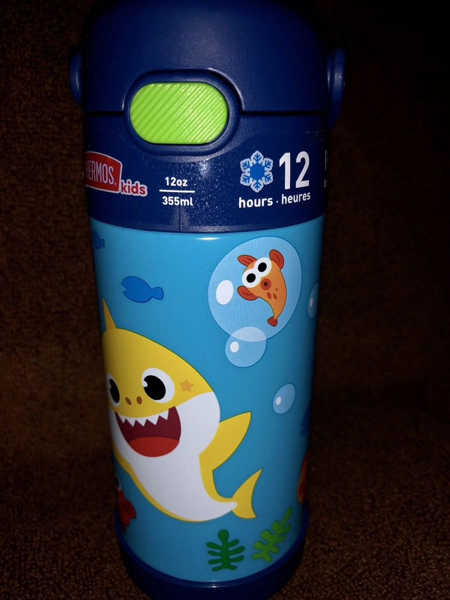 THERMOS FUNTAINER 12 Ounce Stainless Steel Vacuum Insulated Kids Straw  Bottle, Baby Shark