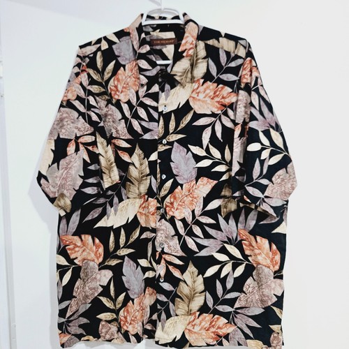 Camisa Hawaiana Tori Richard - Para Hombre 2XL XXL - Hojas Negras Algodón Césped Campamento EE. UU. - Imagen 4 de 5