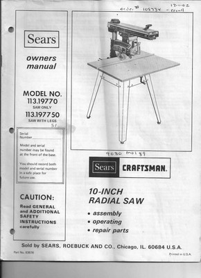 Radial Arm Saw Instructions 