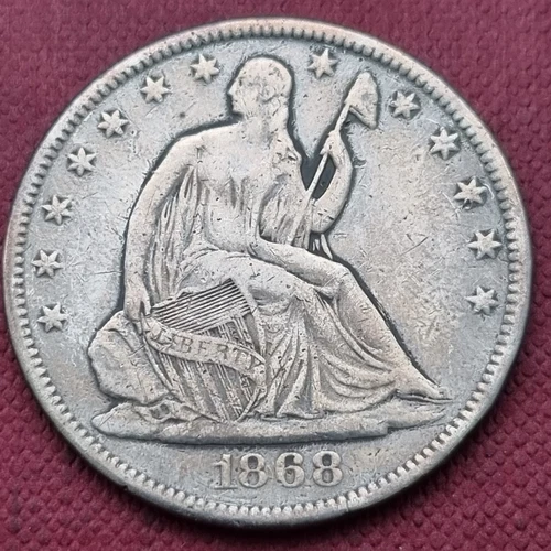 1868 S Seated Liberty Half Dollar 50c Better Grade VF Details #55700