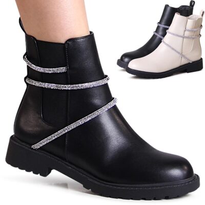 Ankle Boots Glitzerstiefeletten Damen Chelsea Boots Glitzer