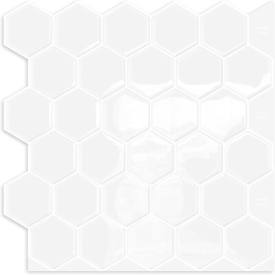 Weiß Sechskant abziehen und kleben Spritzschutz, 12'' x 12'' selbstklebende Rückseite Spritz