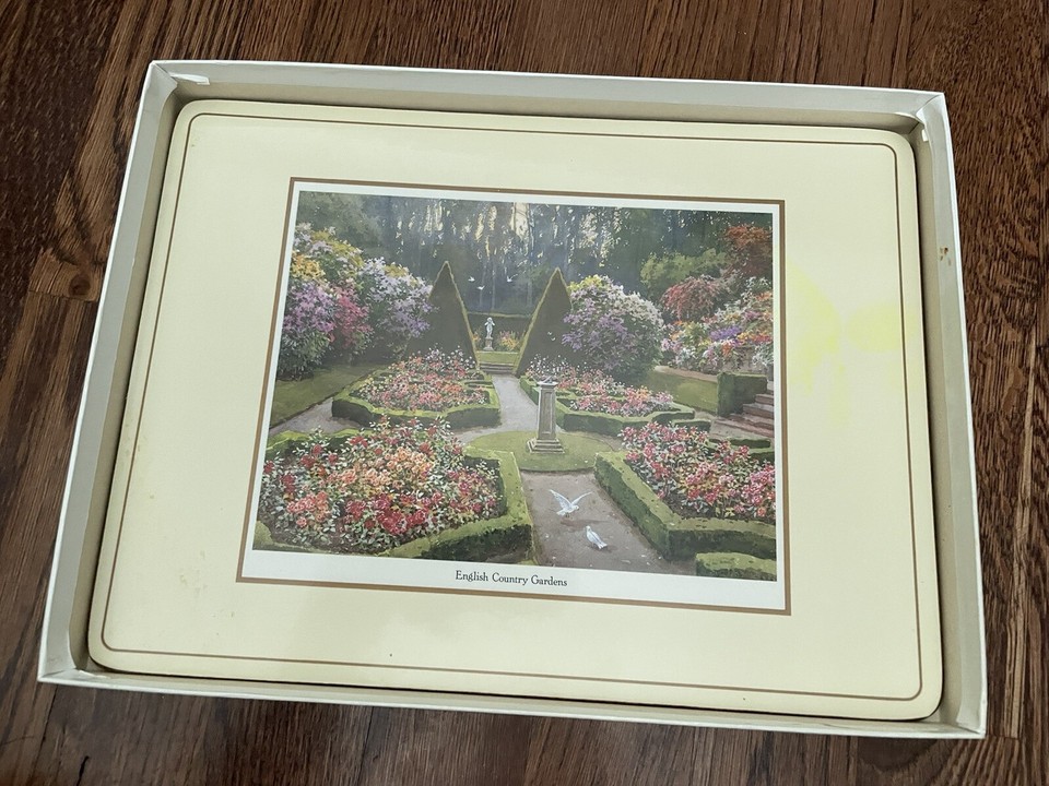 Pimpernel Placemats Set of 6 English Country Garden 12"x9" Cork England