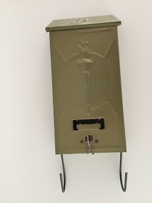 Vintage Gold Metal Torch Mailbox with Key Newspaper Hooks By P.N. Co. Fulton, IL