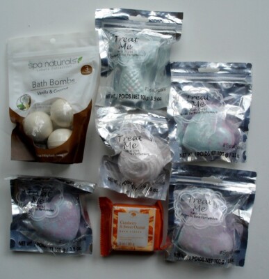 Lot of 9 Mixed Bath Bombs/Bursts/Fizzers -- Treat Me, Spa Naturals, Spa Goals