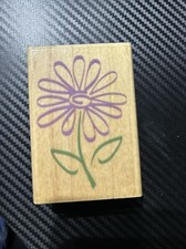 Rubber Stampede Rubber Stamp Single Daisy Stem Leaves Wood Mount 2.25" x 3.25"