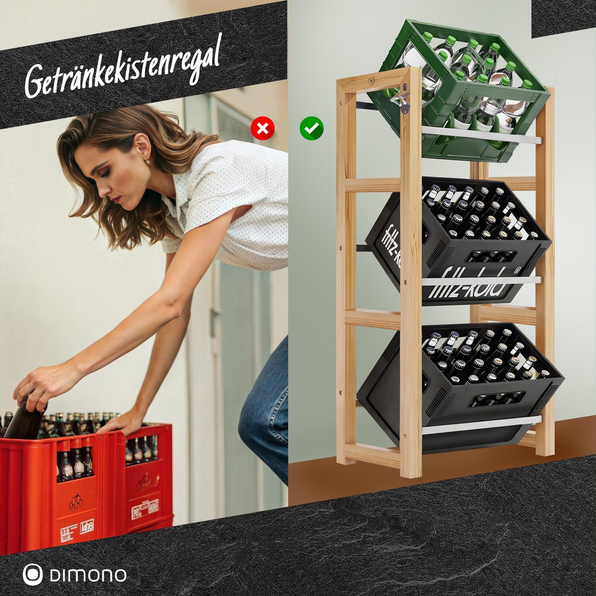 Getränkekistenregal Getränkeregal Kistenständer Bierkasten Halter 2 3 6 Kisten